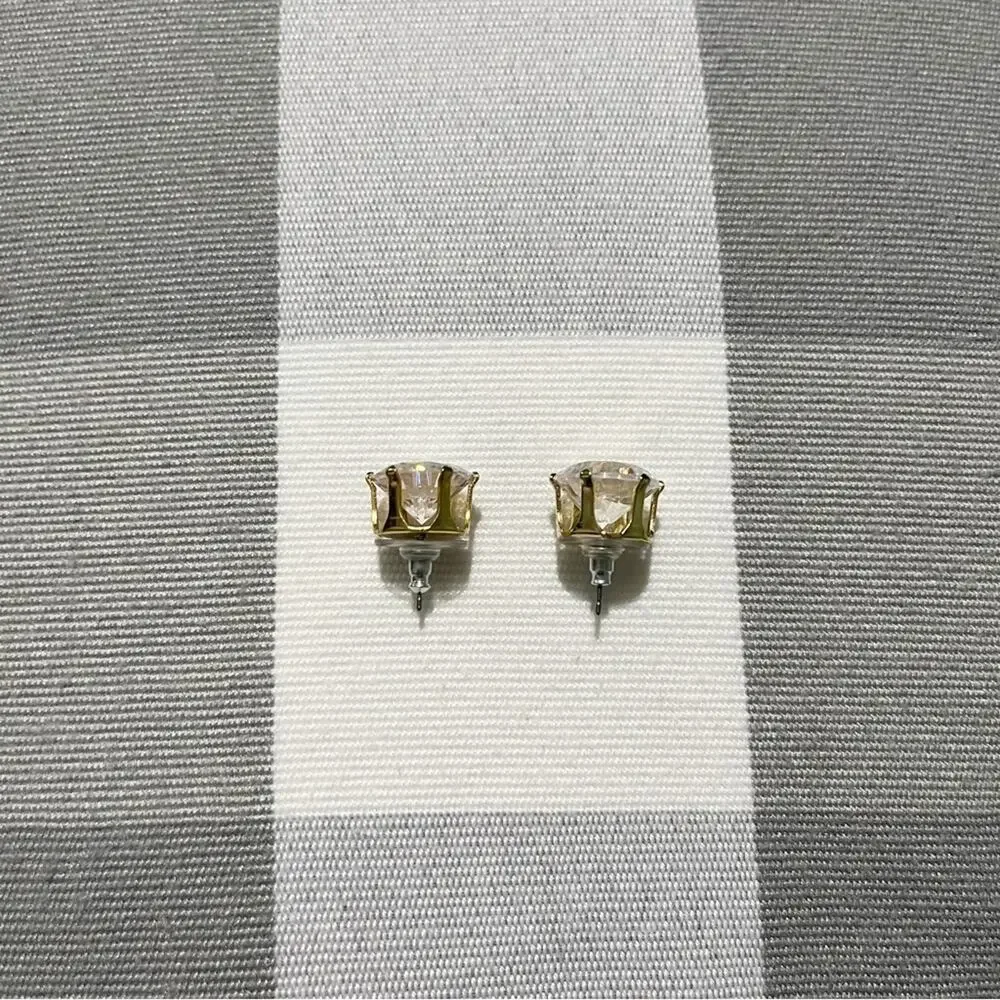 Gold CZ Metal Earrings‎ (1/2 in. Width)